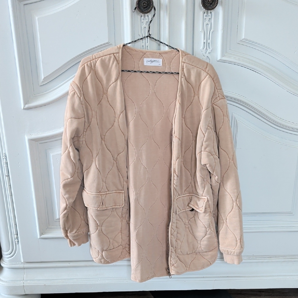 Carly Jean Los Angeles Quilted Cream Puffer Jacket
